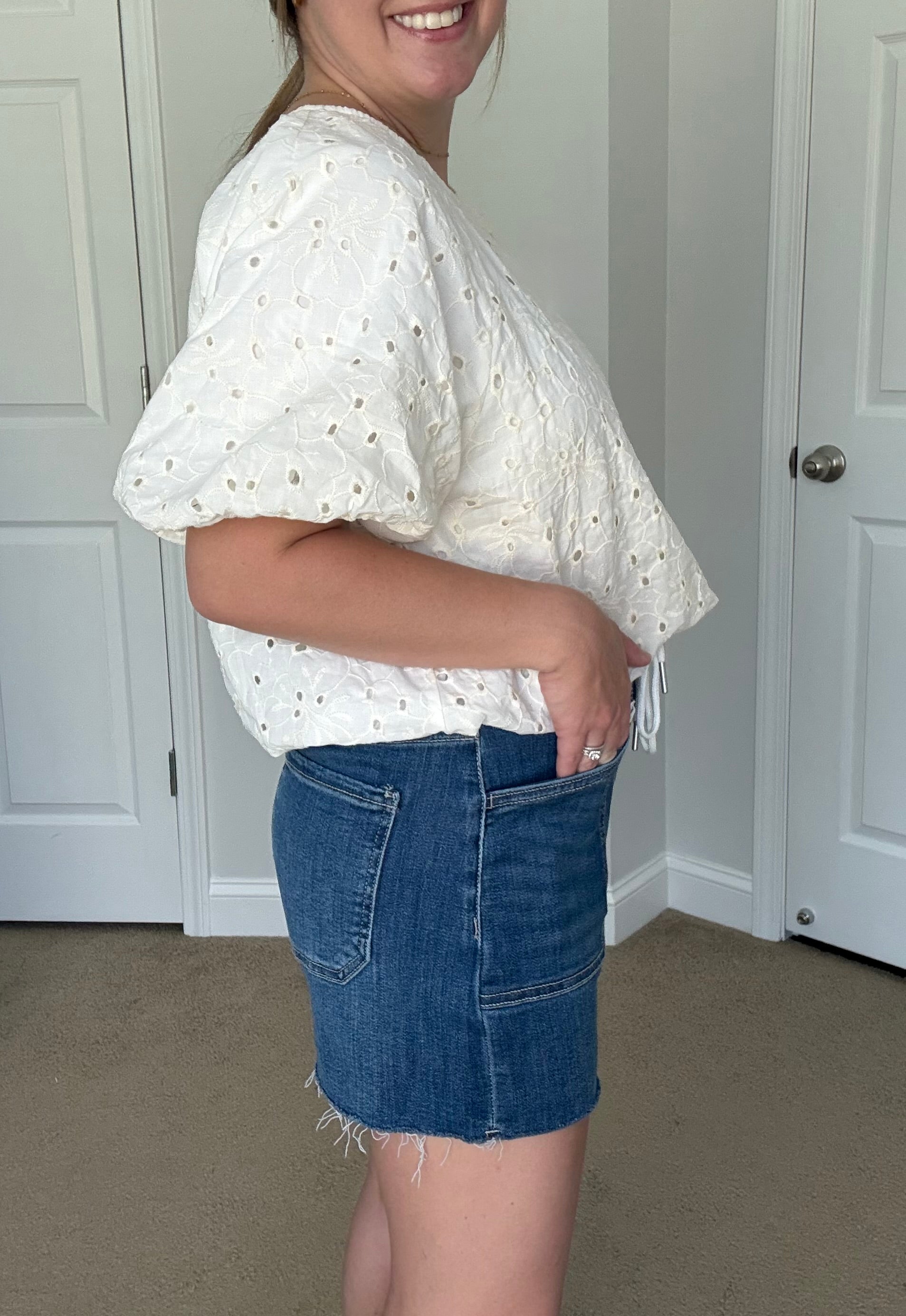 High Rise Drawstring Denim Shorts