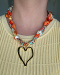 Scarf Necklace with Heart Charm