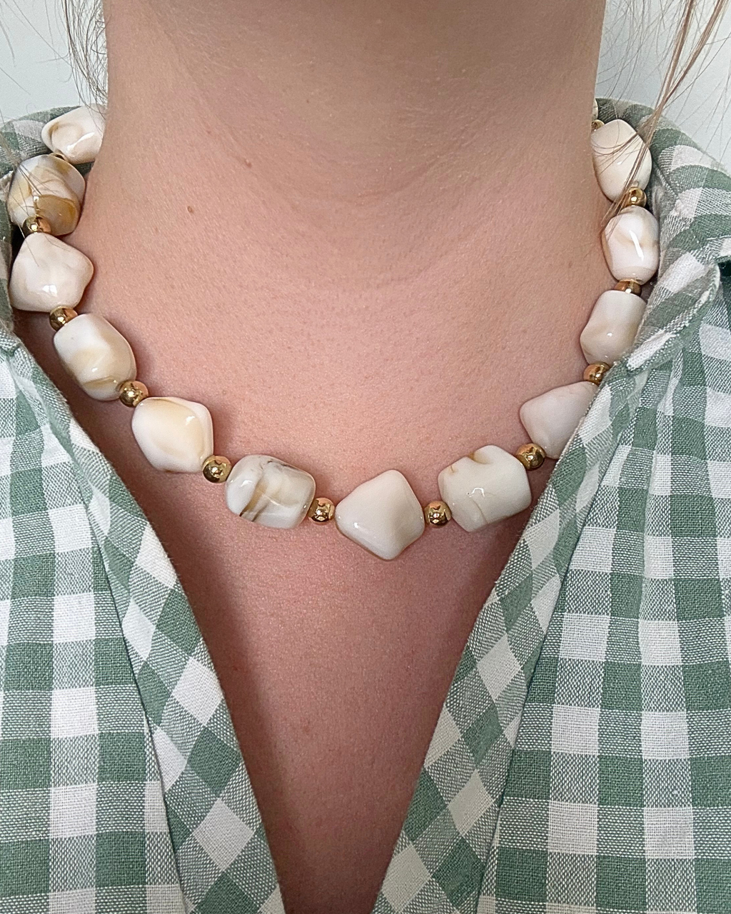 Evelyn Cream Beaded Necklace