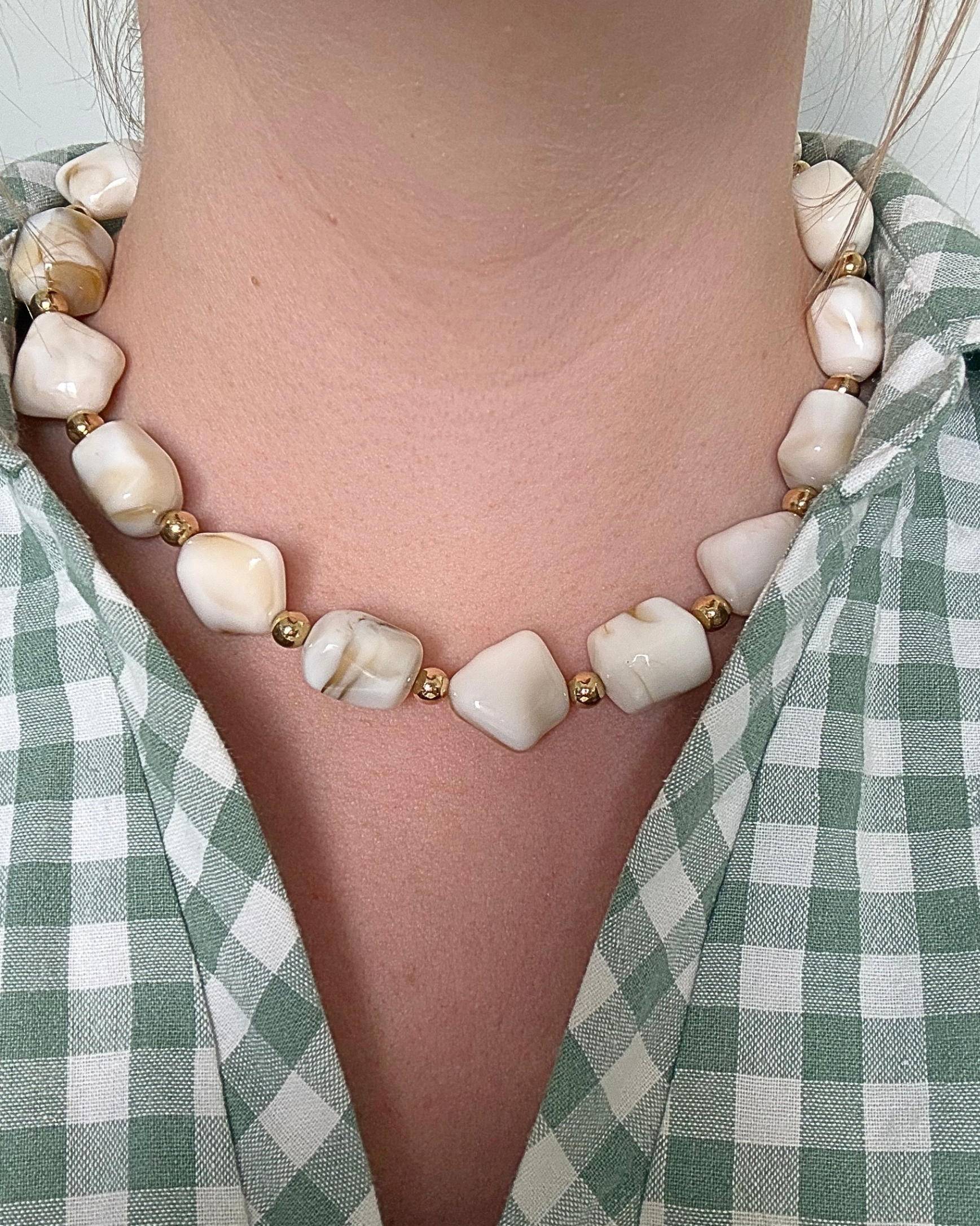 Evelyn Cream Beaded Necklace