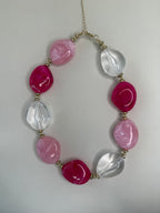 Pink and Clear Beaded Necklace