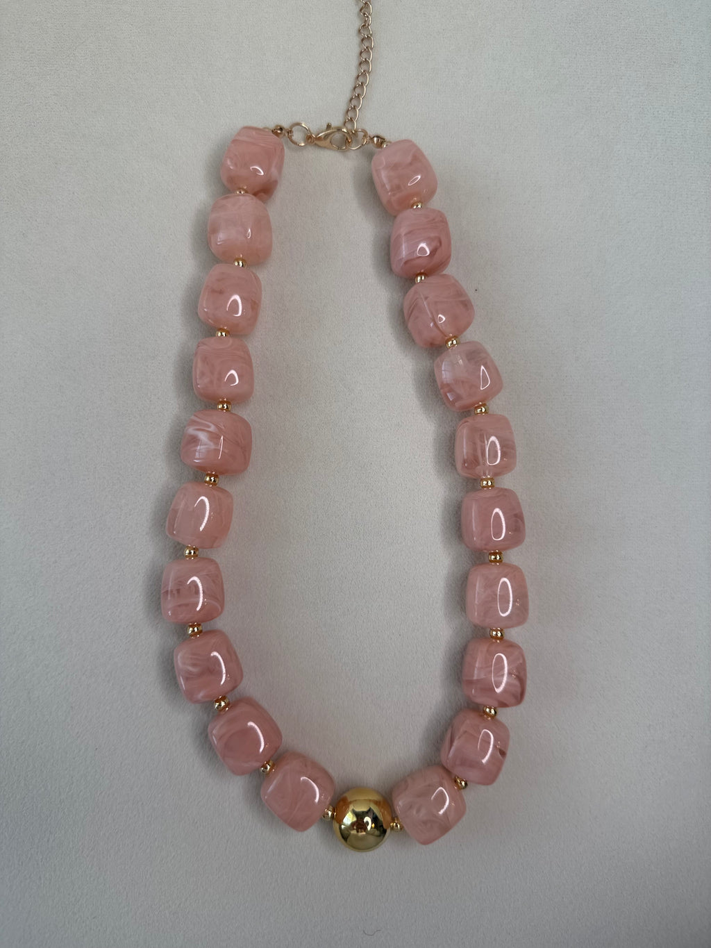 Jennifer Chunky Pink Beaded Necklace
