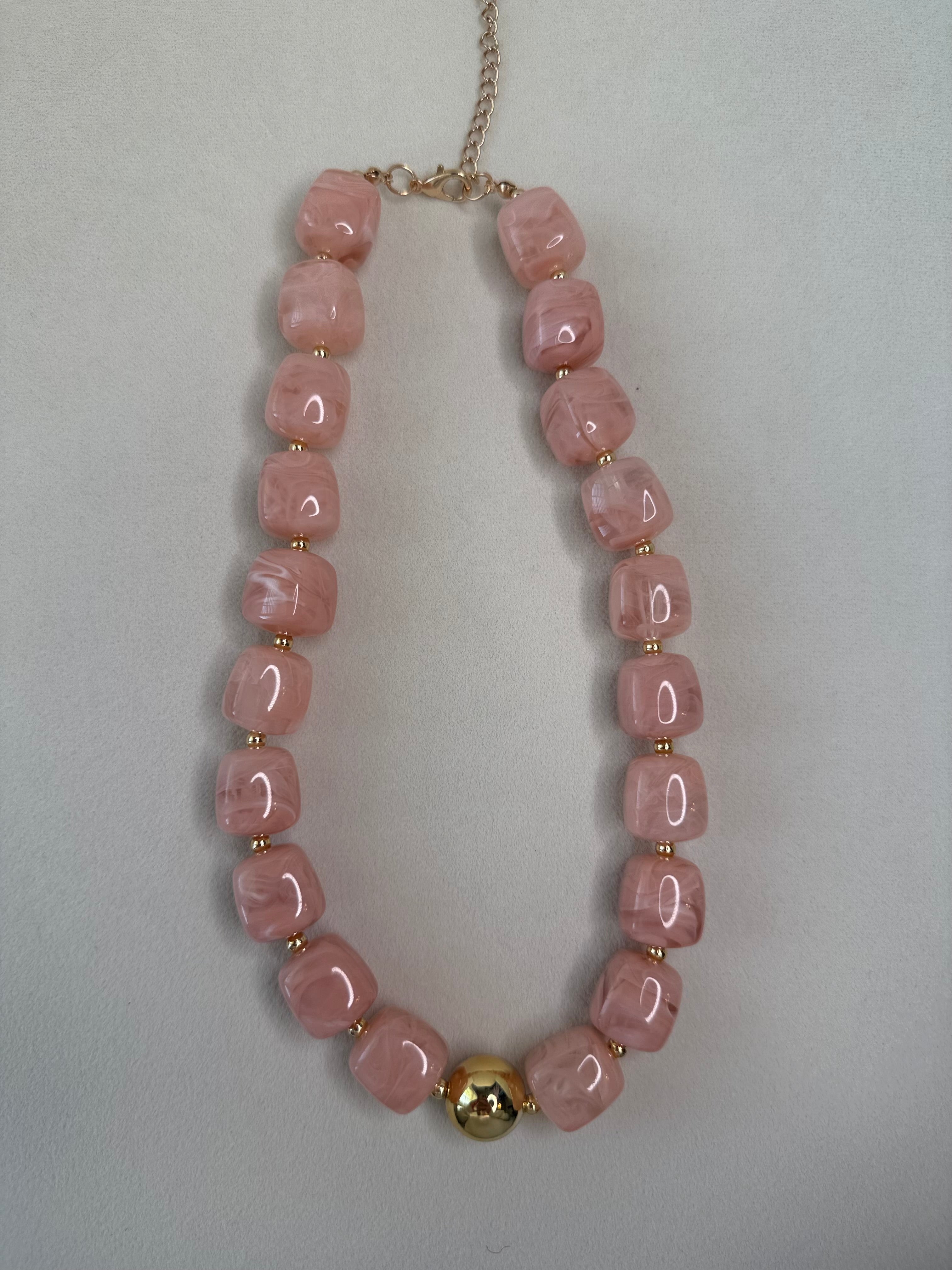 Jennifer Chunky Pink Beaded Necklace