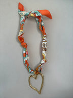 Scarf Necklace with Heart Charm