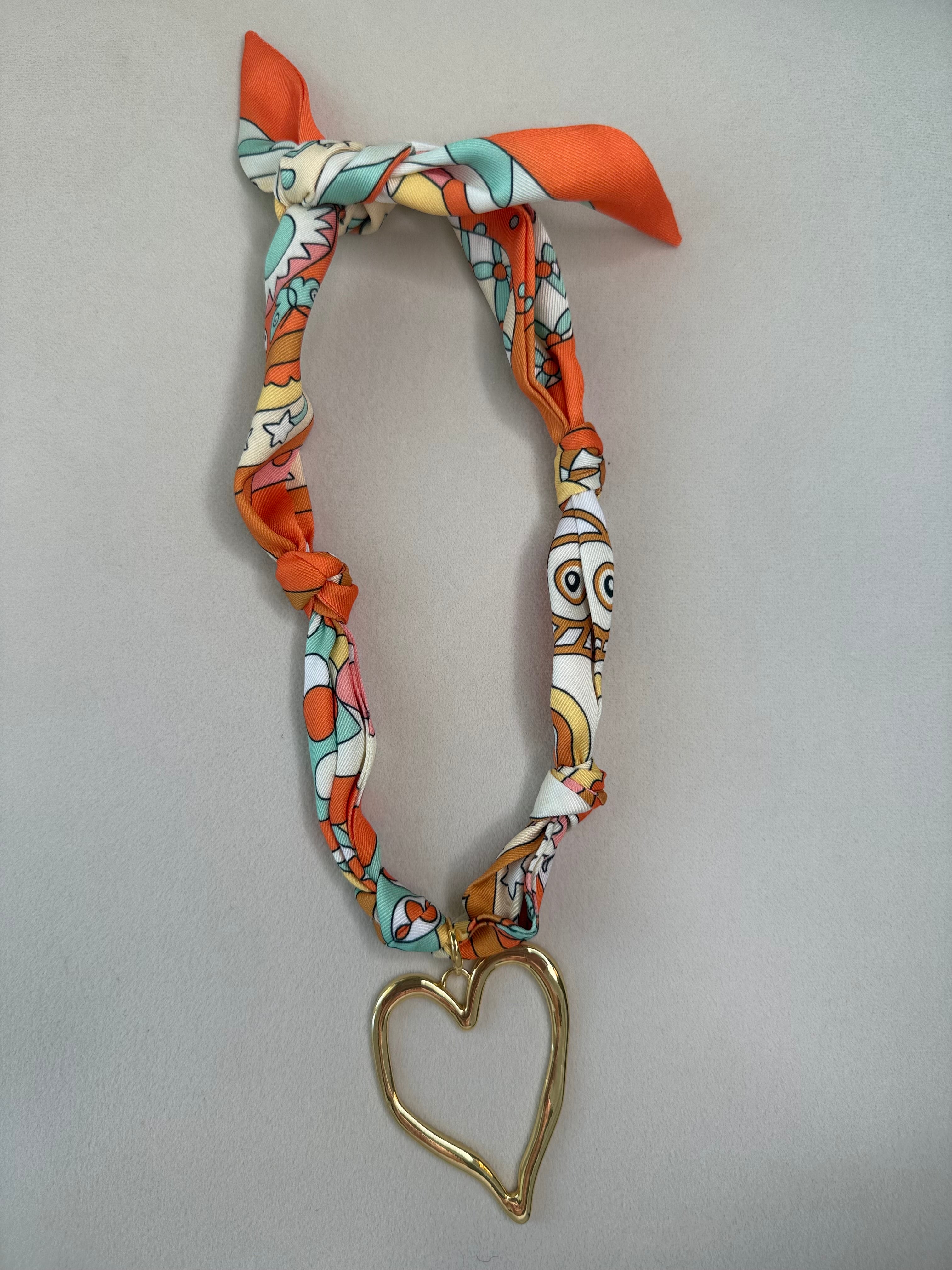 Scarf Necklace with Heart Charm
