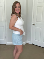 High Rise Elastic Waistband w/ Drawstring Striped Shorts