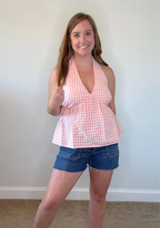 Pink and White Plaid Halter Top