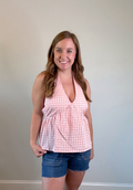 Pink and White Plaid Halter Top